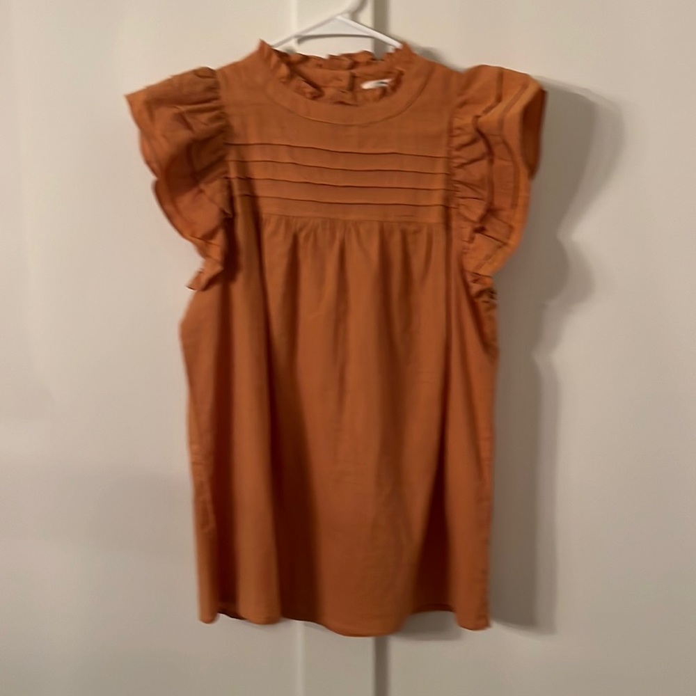NWT Medium Camel Ruffle top